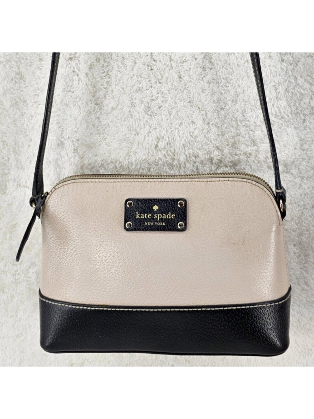 KATE SPADE NY Classic Hanna Wellesley Crossbody Purse Black and Tan Leather